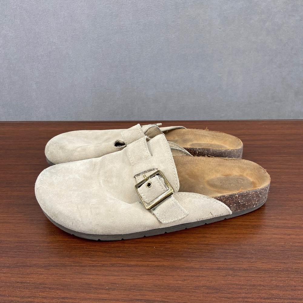 Staheekum Crescent Womens US 9 Slipper Tan Suede Buckle Detail Slip On Clog